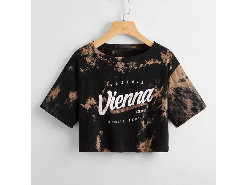 Women's Letter Tie Dye Crop Tee