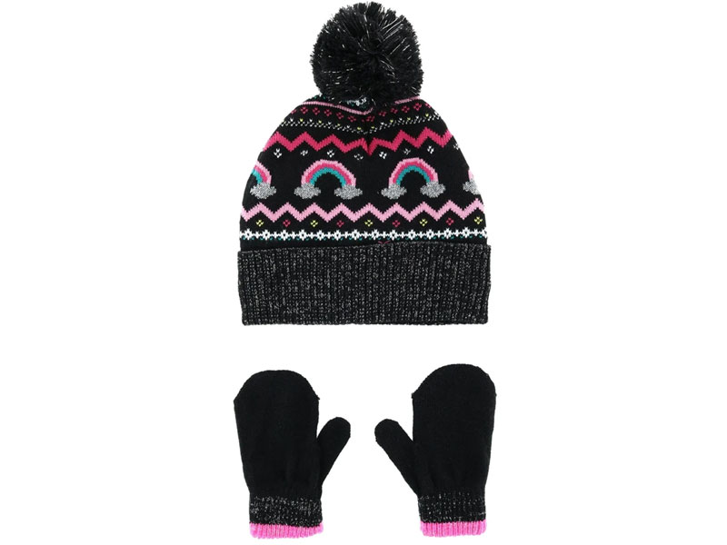 Women's Connex Gear Toddler 2-4 Rainbow 2-Piece Winter Beanie And Mitten Set