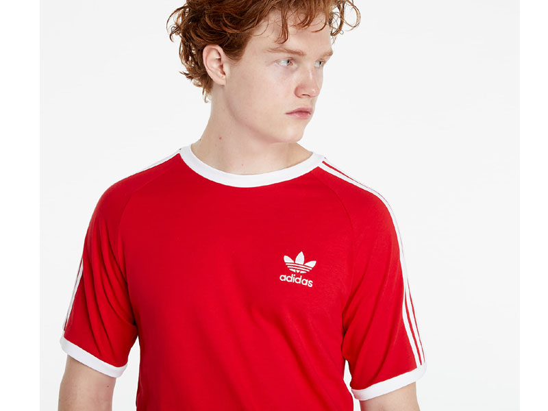 Men's Adidas 3 Stripes Tee Scarlet