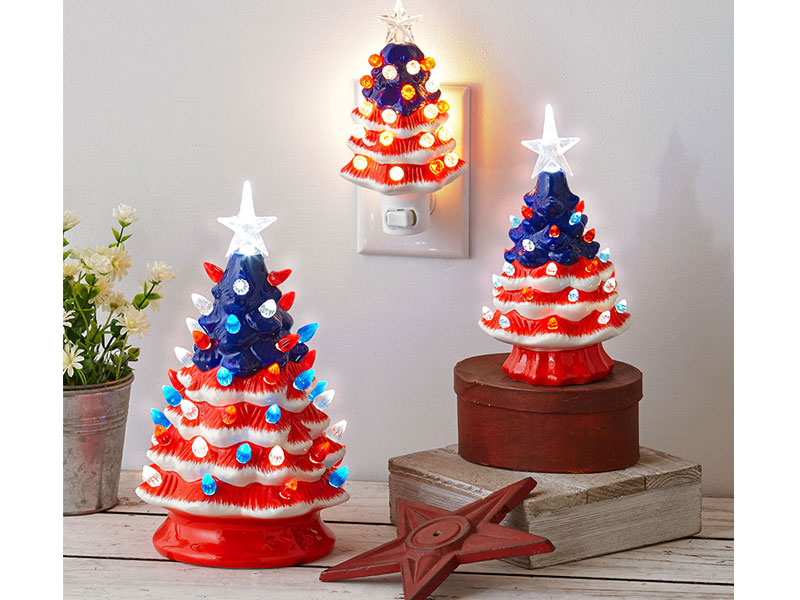 Retro Lighted Ceramic Americana Accents