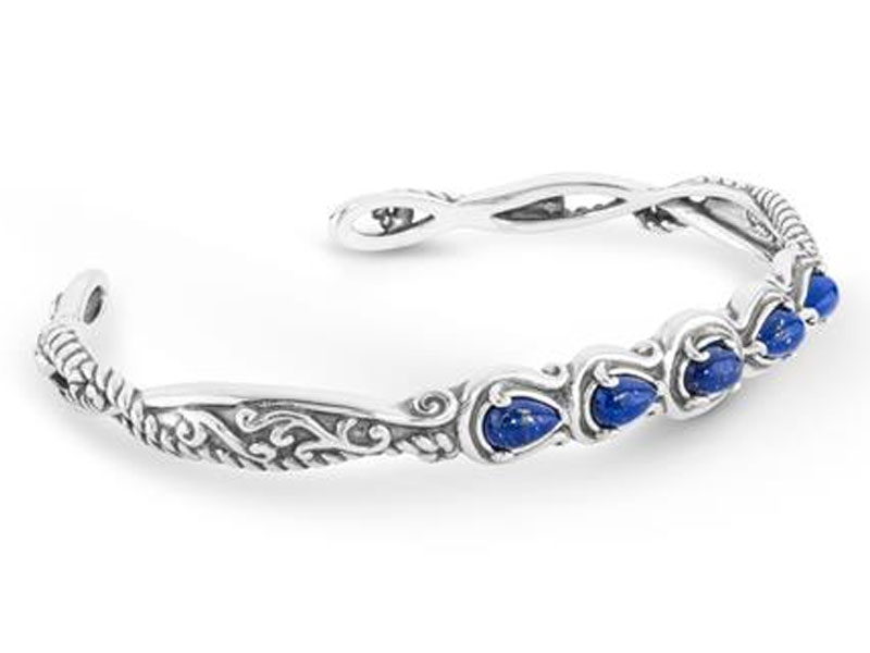 Carolyn Pollack Women's Sterling Silver Blue Lapis Cuff Bracelet Size S M or L