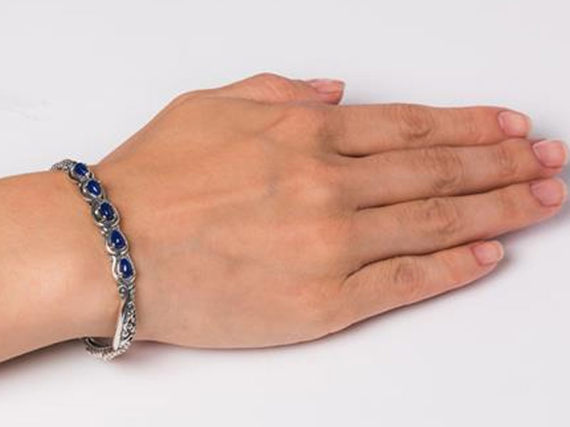 Carolyn Pollack Women's Sterling Silver Blue Lapis Cuff Bracelet Size S M or L