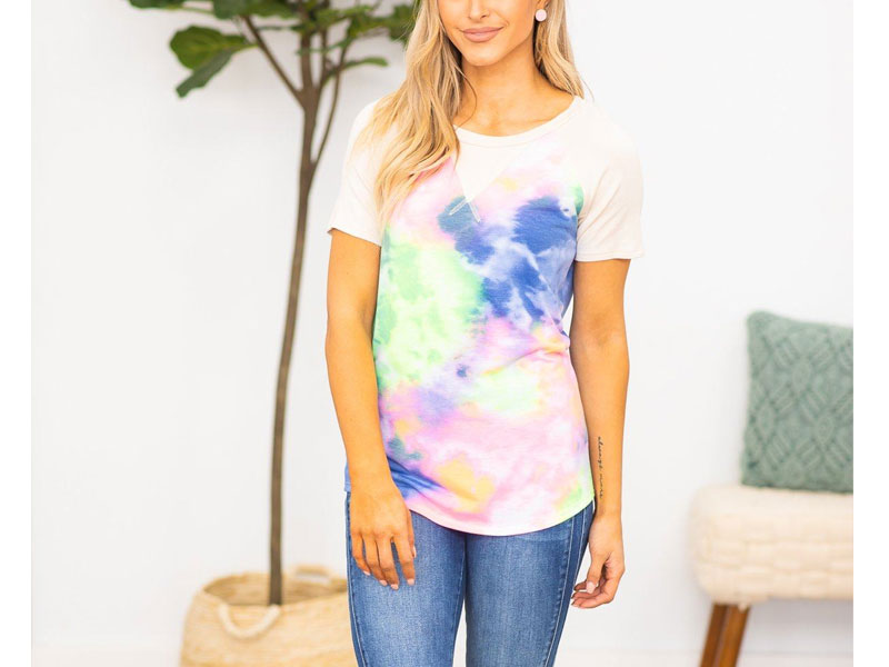 Women's Stuck on Replay Tie Dye Top in Navy