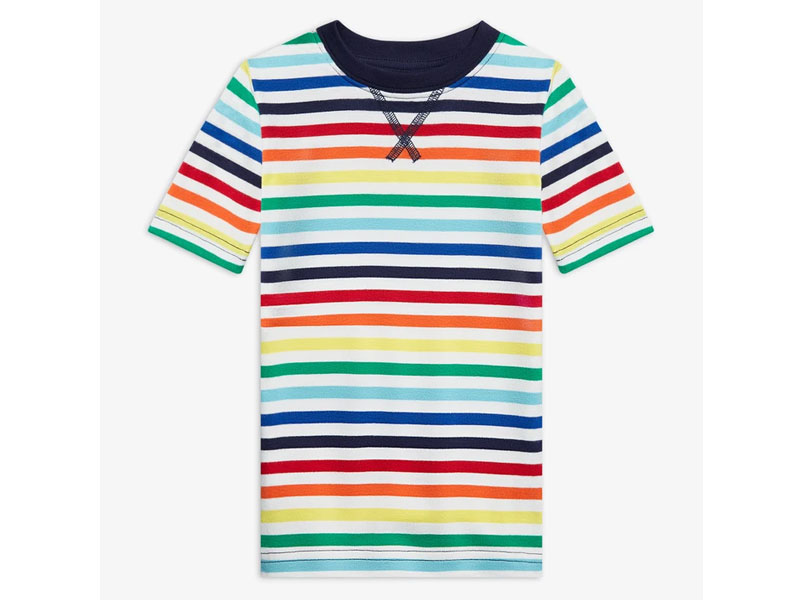 Short Sleeve PJ top In Rainbow Stripe For Kid