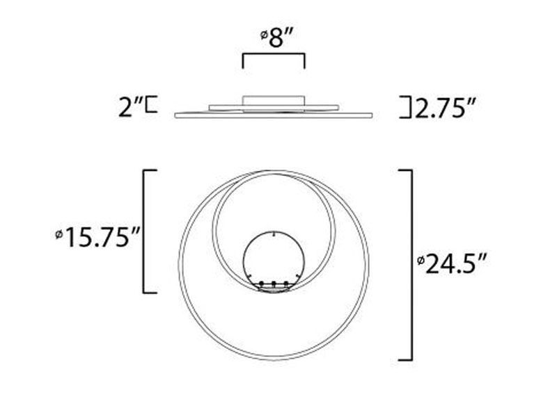 ET2 Lighting E21322 Cycle 75W 1 LED Flush Mount in Contemporary style