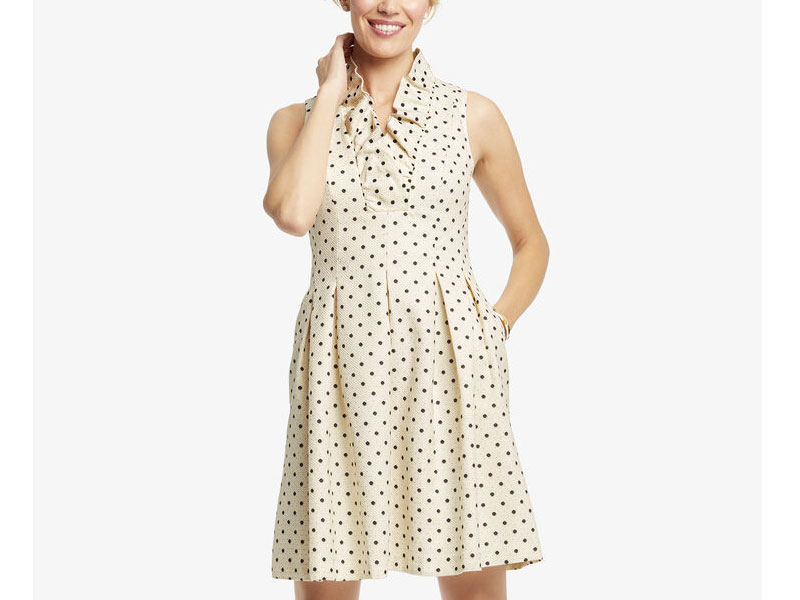 Women's Ruffle Neck Dot Dress