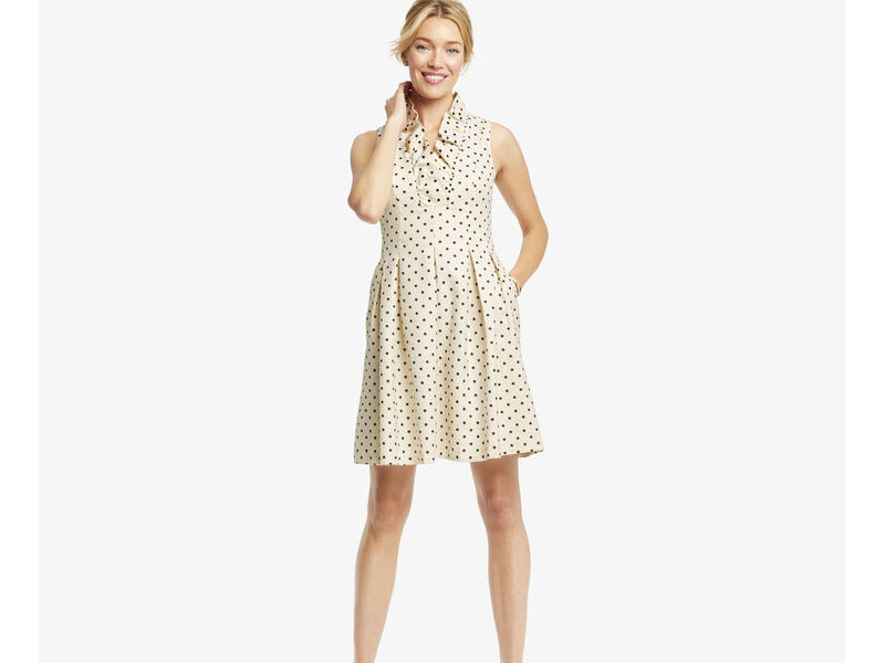 Women's Ruffle Neck Dot Dress