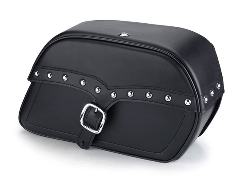 VikingBags Sabre Large Single Strap Cutout Studded Leather Motorcycle Saddlebags