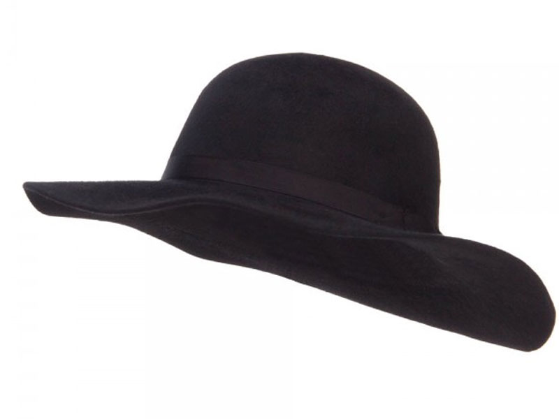 Women's Brushed Wool Floppy Wide Brim Hat Black