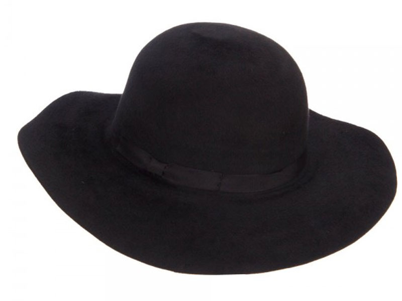 Women's Brushed Wool Floppy Wide Brim Hat Black