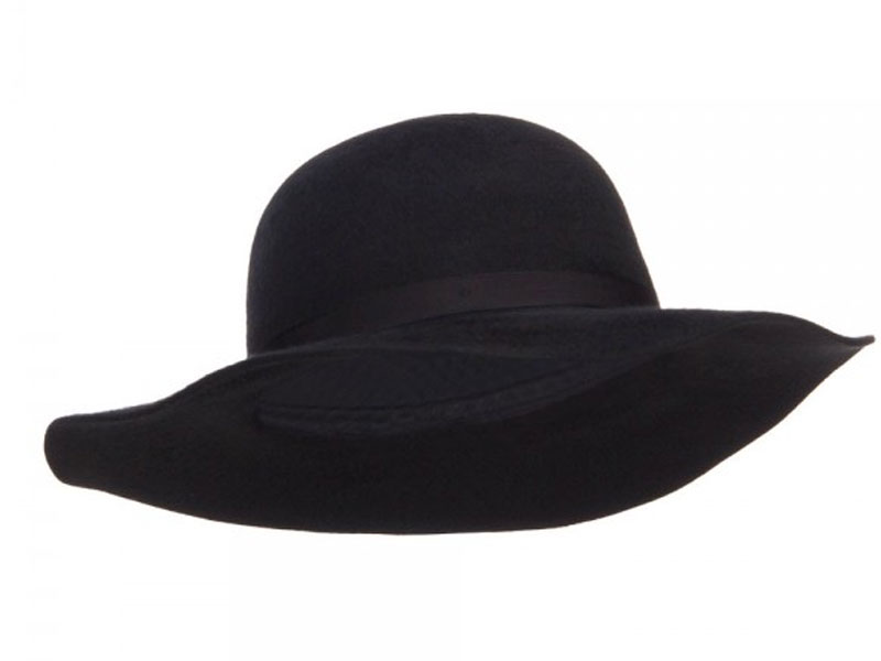 Women's Brushed Wool Floppy Wide Brim Hat Black