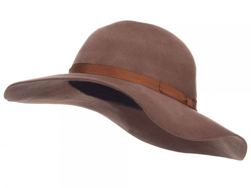 Women's Brushed Wool Floppy Wide Brim Hat Brown