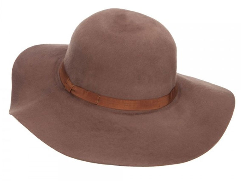 Women's Brushed Wool Floppy Wide Brim Hat Brown