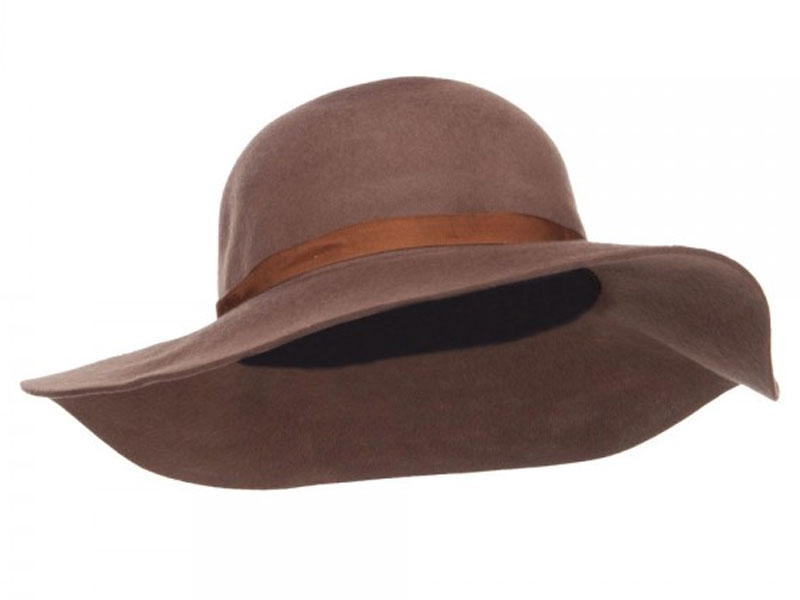 Women's Brushed Wool Floppy Wide Brim Hat Brown