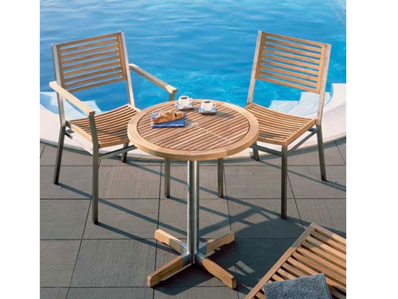 Barlow Tyrie Equinox Round Stainless Steel And Teak Bistro Table