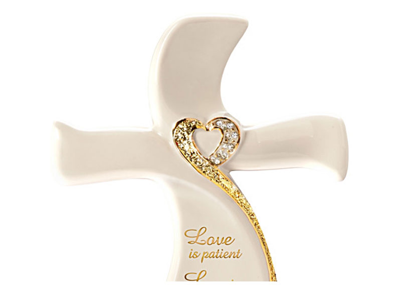 Love Never Ends Porcelain Cross Personalized With 2 Names