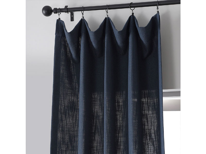 Ballpoint Blue Belgian Heavy Faux Linen Curtain