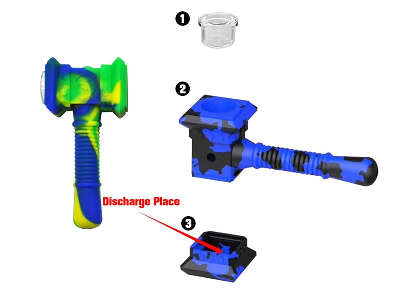 Silicone Hand Pipe With Built-In Storage And Glass Bowl