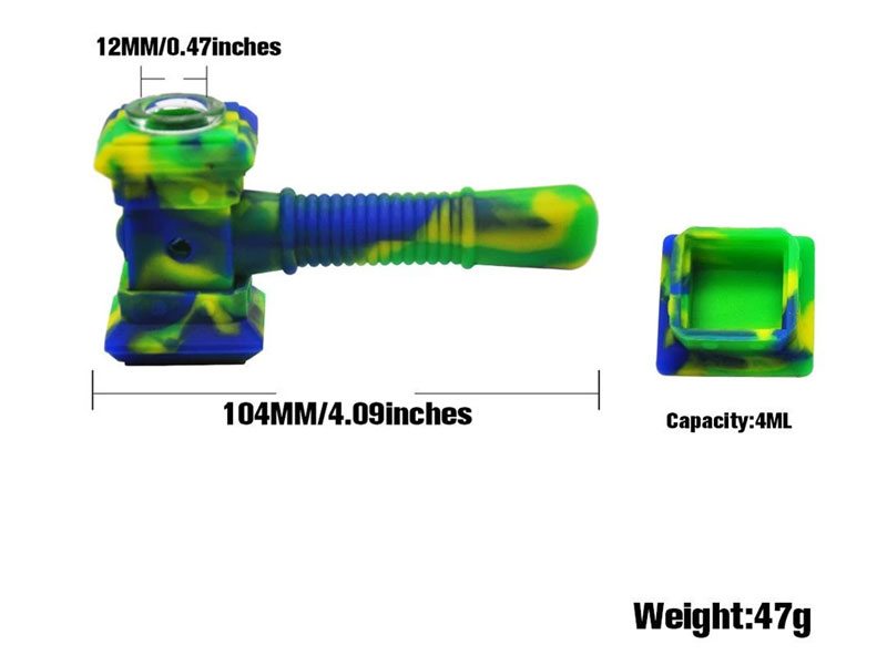 Silicone Hand Pipe With Built-In Storage And Glass Bowl