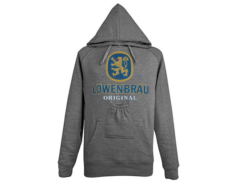 Lowenbrau Grey Logo Beer Pouch Hoodie