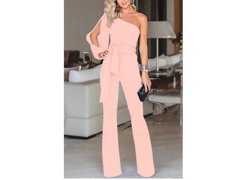 Women's A| Chicloth Stylish One Shoulder Long Sleeves Jumpsuits