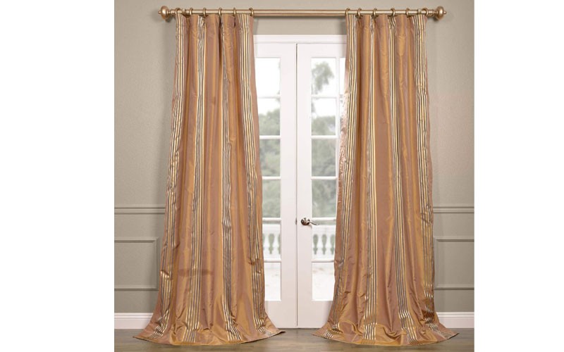 Waterford Gold Silk Stripe Curtain