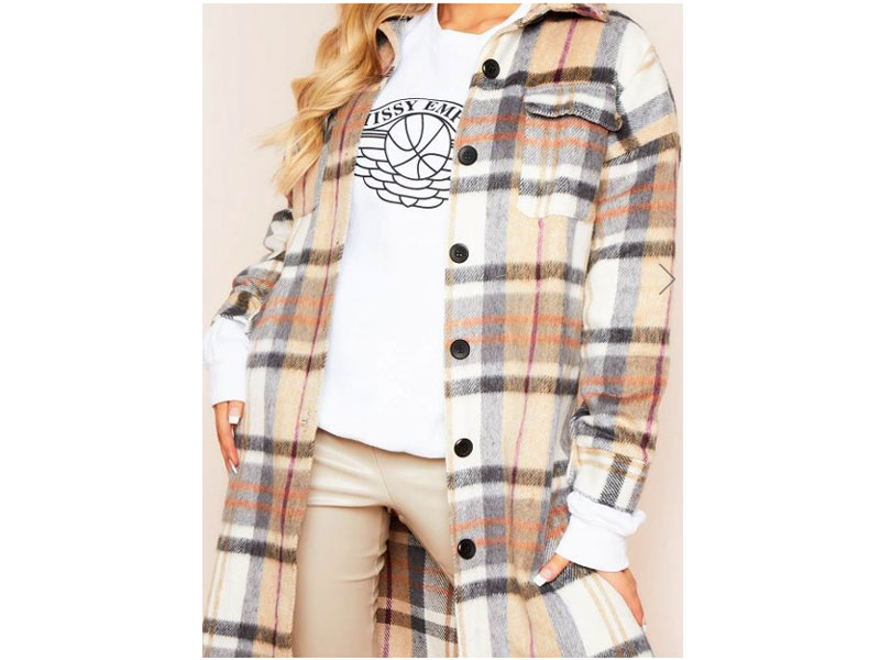 Women's Faye Brown Checked Longline Shacket