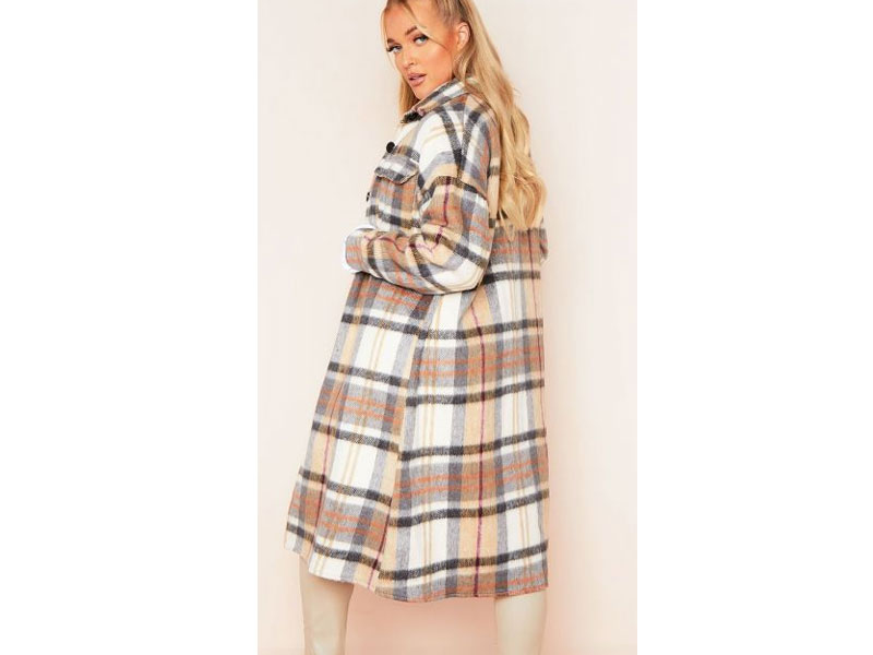 Women's Faye Brown Checked Longline Shacket