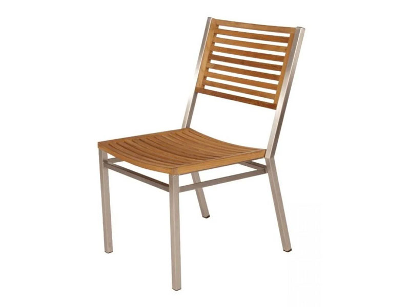 Barlow Tyrie Equinox Stacking Stainless Steel And Teak Side Chair