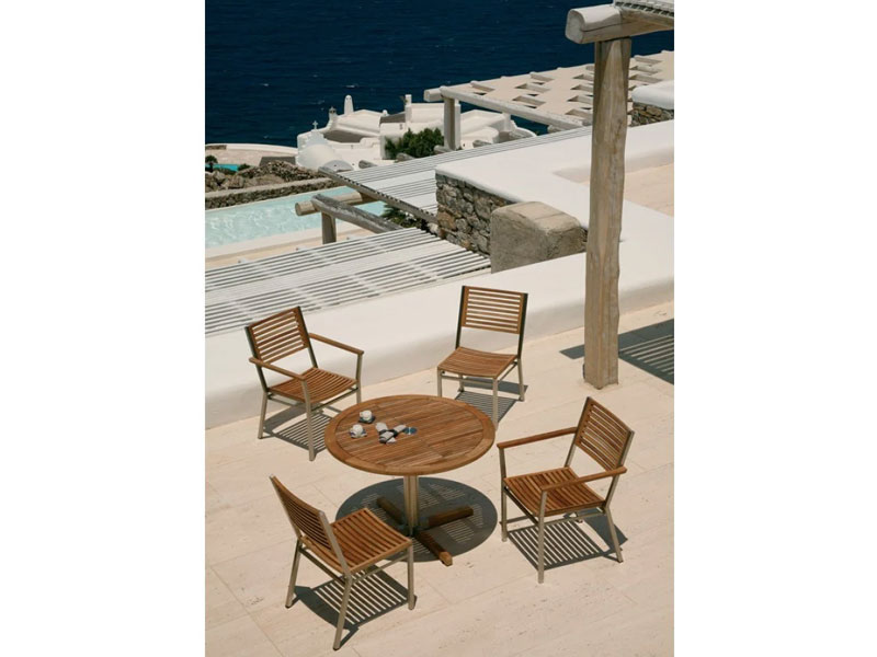 Barlow Tyrie Equinox Stacking Stainless Steel And Teak Side Chair
