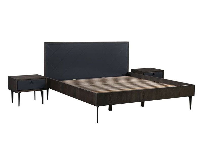 Armen Living Cross Dark Gray Solid Oak King 3pc Bedroom Set