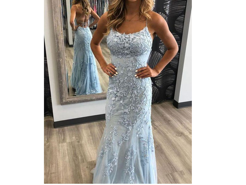 Women's Baby Blue Mermaid Prom Dresses