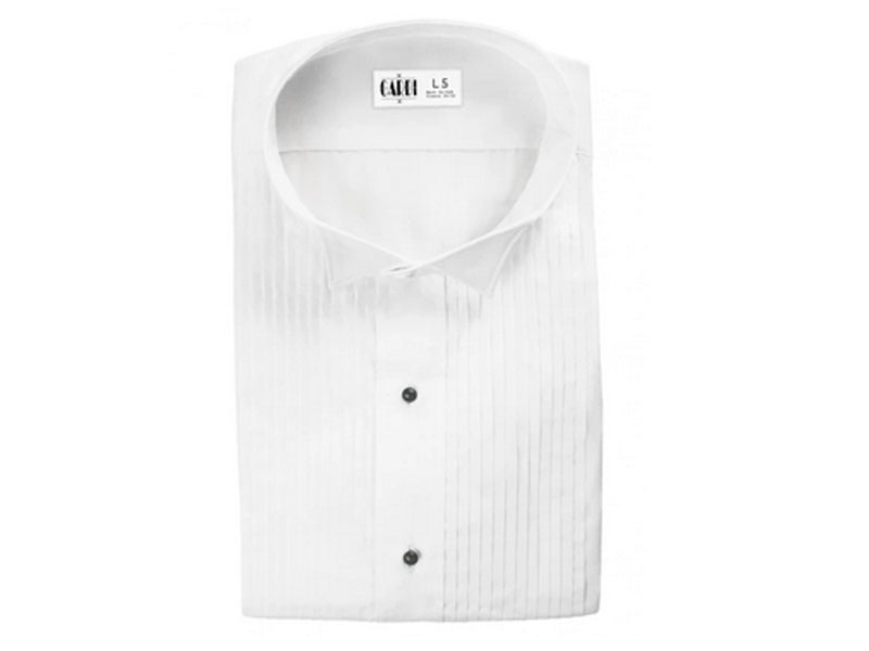 Men's Tuxedo Shirt White Pleated with Wing Tip Collar By Christoforo Cardi