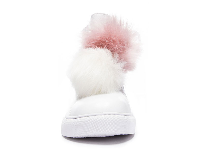 Fur Ever Pom Pom Leather Sneaker For Women