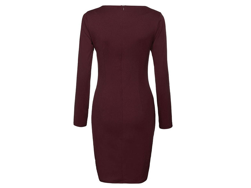 Women's Long Sleeve Bodycon Dresses Black Neck Sexy Long Sleeves Pencil Dress