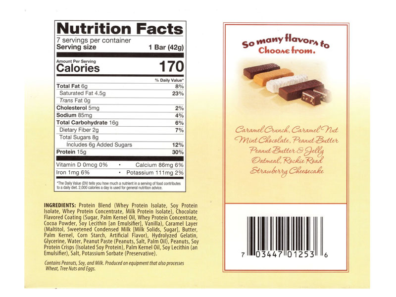 HealthSmart Protein Bars Caramel Crunch 7 Bars/Box