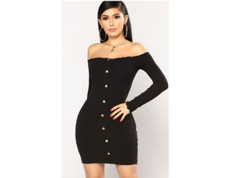 DeRuiLaDy Summer Sexy Long Sleeve Slash Back Button Dress For Women