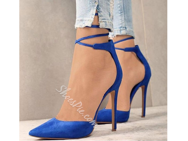 Women's Shoespie Strappy Lace Up Pointed Toe Stiletto Heels