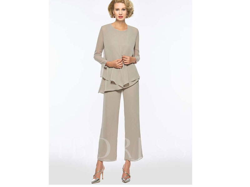 Women's 3 Pieces Mother of the Bride Pantsuits with Long Sleeve Jacket