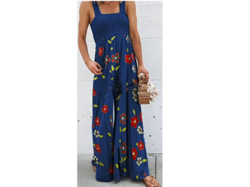 Women's Sleeveless Floral Square Neck Jumpsuit