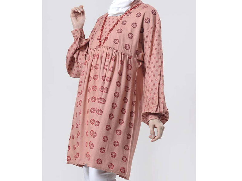 Women's Block Printed Aari Work Detailing Tunic