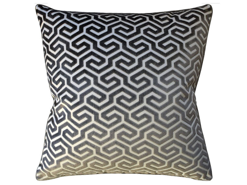 Velvet Taupe Ming Fret Pillow