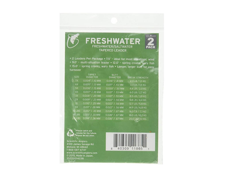 Scientific Anglers Freshwater Leader 12' 2 Pack