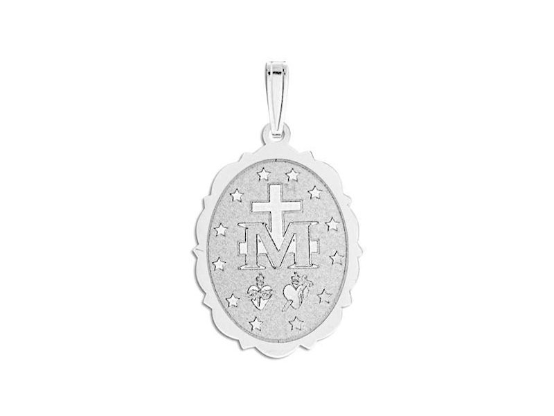 Miraculous Medal Scalloped Oval