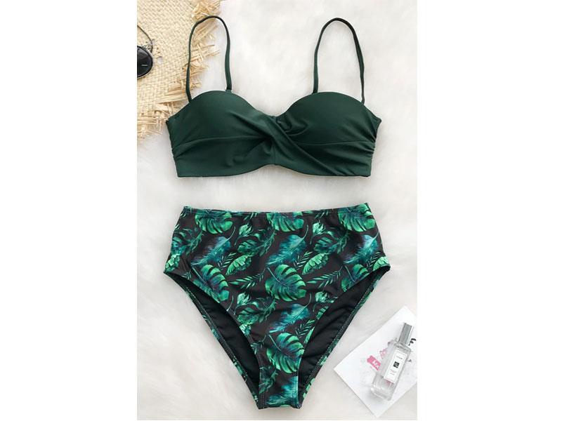 Women's Full Of Green Print Bikini Set