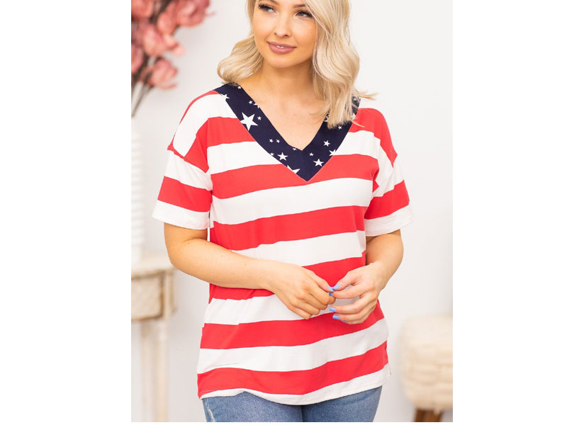 Women's I Will Be Free Striped Top in Red