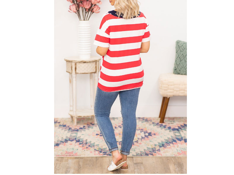 Women's I Will Be Free Striped Top in Red