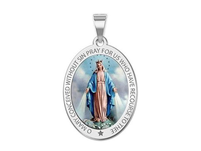 Miraculous Medal Color Oval Pendant