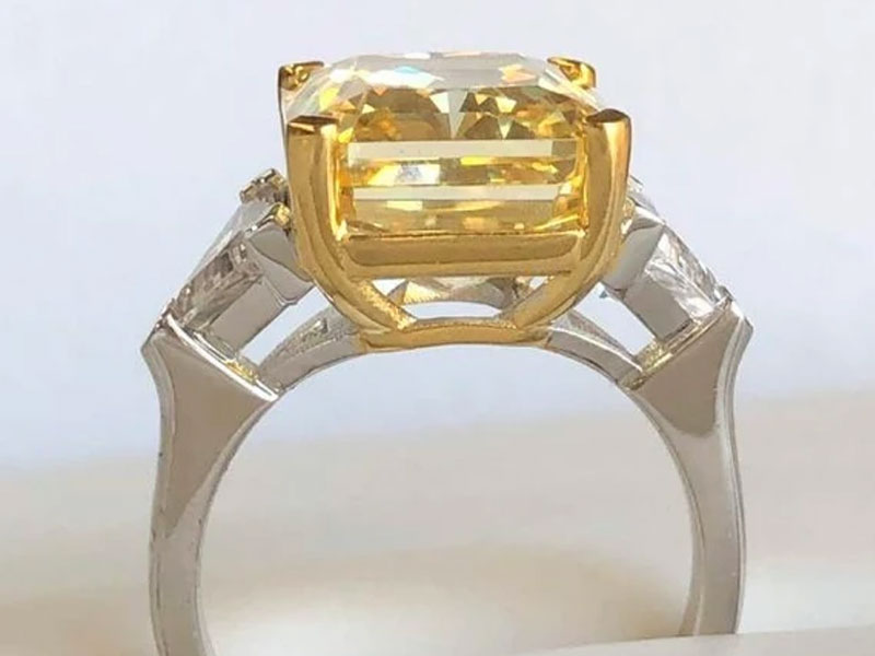 Women's 12CT Radiant Diamond Veneer Cubic Zirconia Sterling Ring