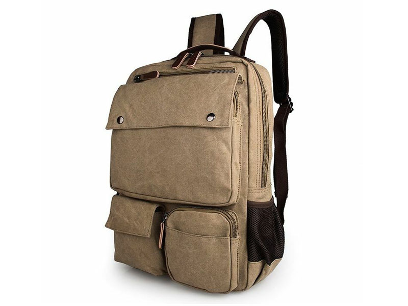 Duisburg Vintage Canvas School & Hiking Backpack Khaki Tan